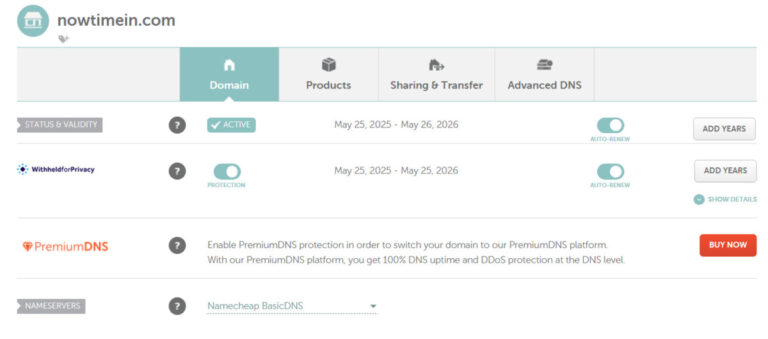 namecheap domain information