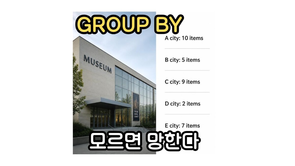 박물관 사진과 group by 사용해