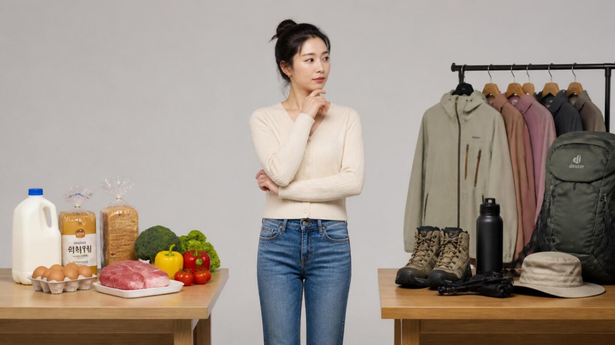 생필품과 등산복 장비 그리고 여성