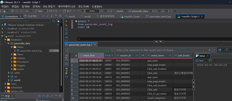 SQL 쿼리 짜고 실행까지 완료 