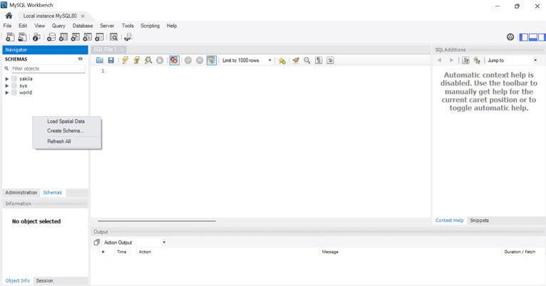 MYSQL WORKBENCH 화면 